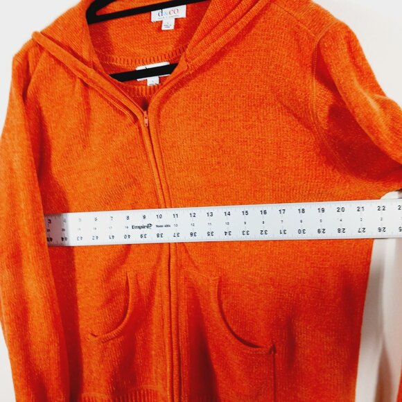 Denim & Company Orange Hooded Sweater Jacket & Tank, Size Large, Fall, Halloween - Picture 15 of 16